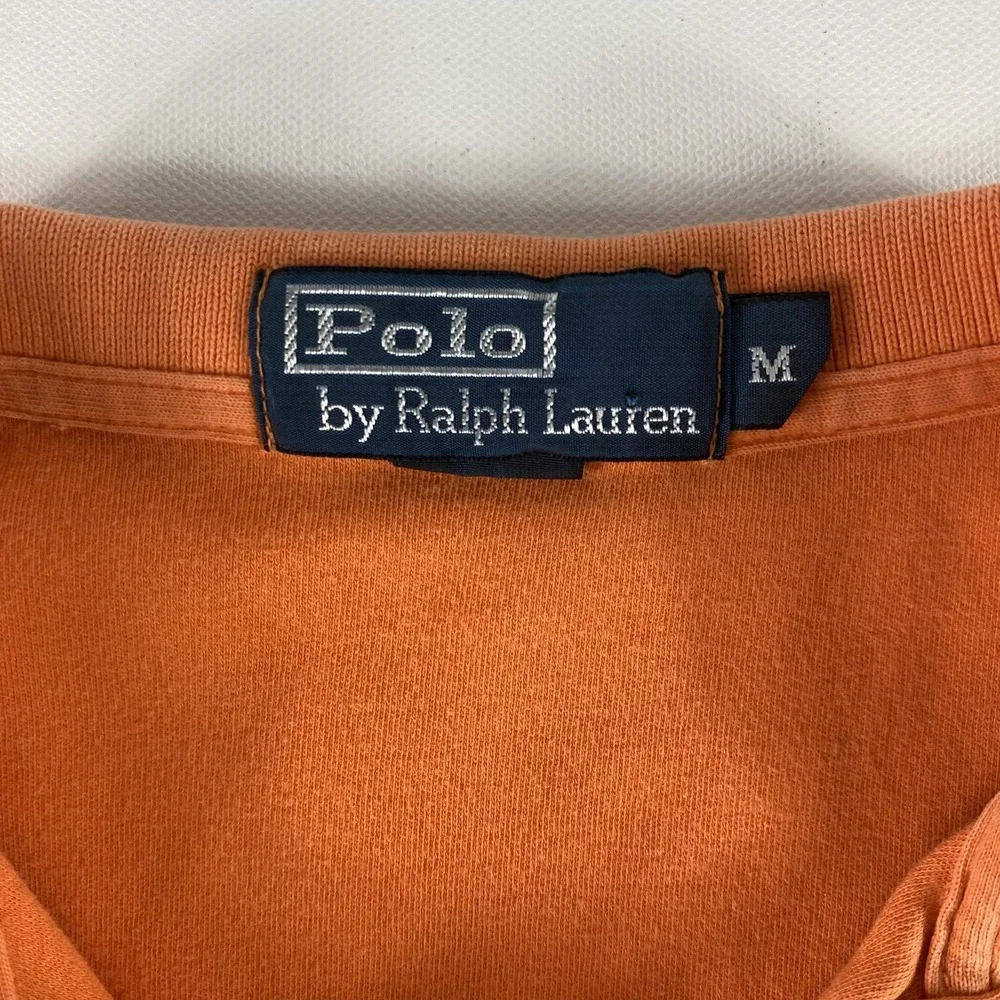 Ralph‎ Lauren Polo Shirt Mens Medium Orange Faded Classic Fit Short Sleeve